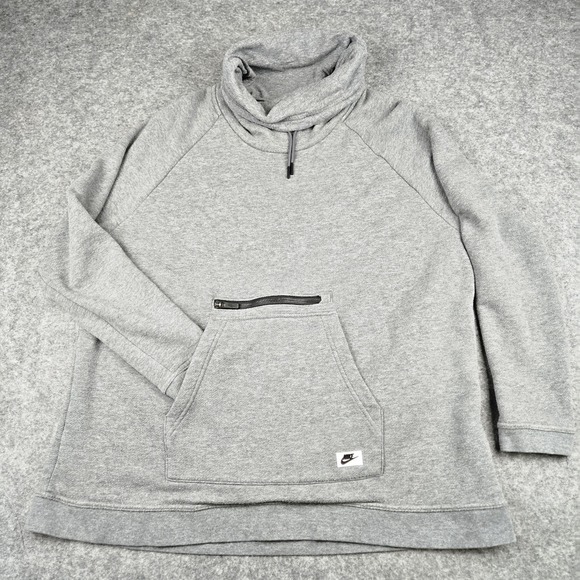Nike Tops - Nike Sportswear Spellout Womens Size XL Gray Funnel Neck Pullover Sweatshirt